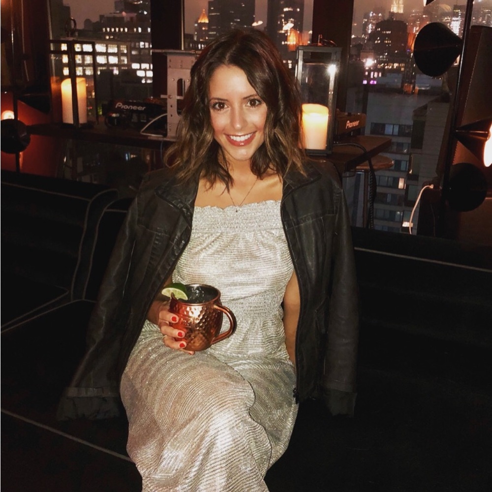 Off the shoulder silver jumpsuit